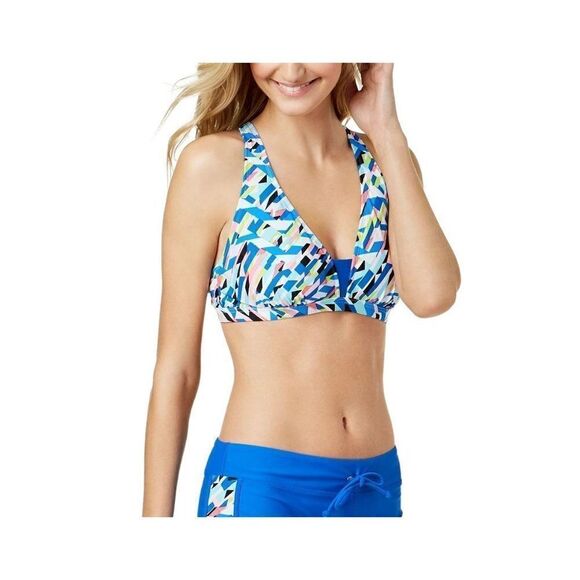 GO by Gossip Bralette Bikini Top Women's XL Blue White Green Racerback Stretch - Picture 3 of 6